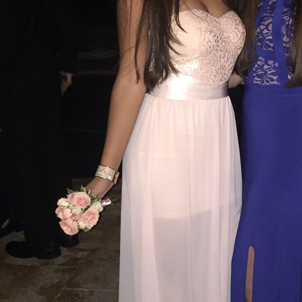 Blush Pink Long Maxi Prom Dress